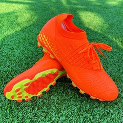 Men Soccer Shoes Football Boots Ultra-light Non-slip Long Spikes Outdoor