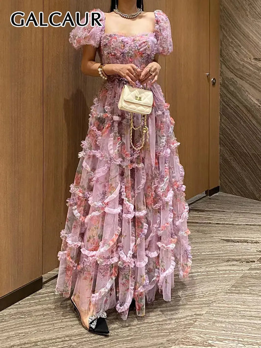 Evening wear Dresses: Sweet Patchwork Mesh Dress For Women