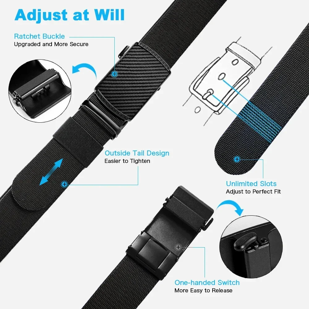 Men Elastic Belt Alloy Metal Automatic Buckle for Men Durable Tactical Belt Cowboy Outdoor Army Belt Hunting Women'S Belt Jeans
