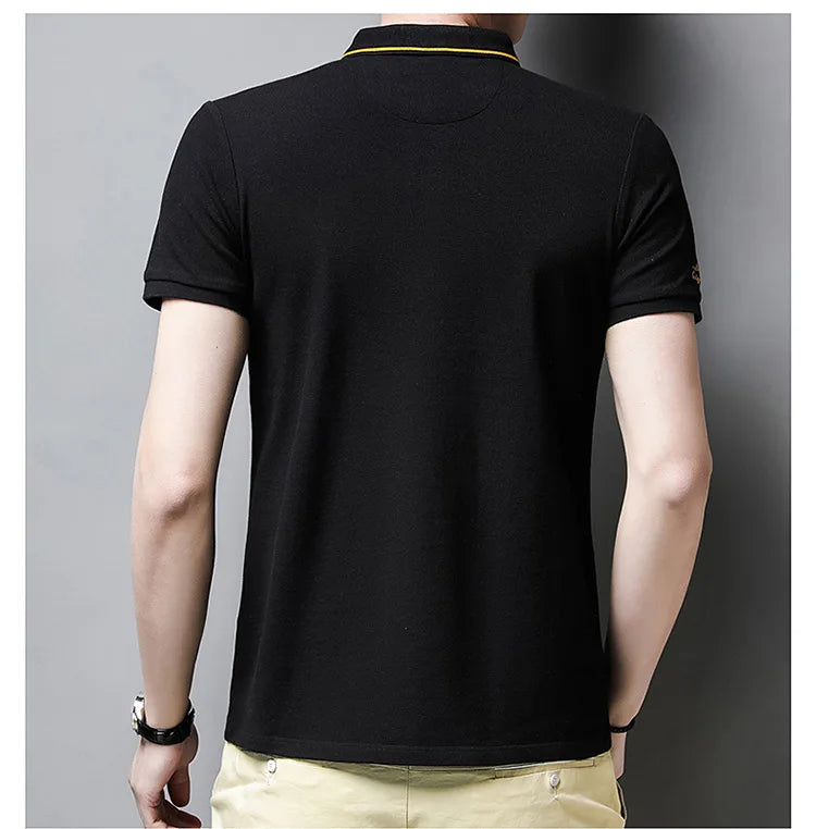 Summer New Men's Embroidered Polo Collar 100% Cotton Short Sleeved Polo Shirt Fashion Solid Color Casual Top T-shirt M-4xl