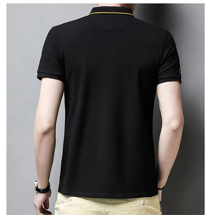 Summer New Men's Embroidered Polo Collar 100% Cotton Short Sleeved Polo Shirt Fashion Solid Color Casual Top T-shirt M-4xl