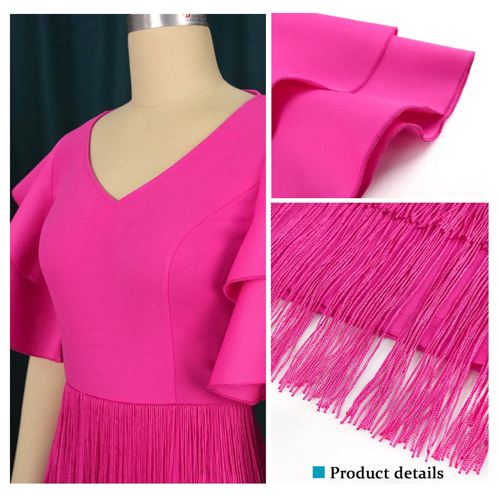 Evening Dresses: Luxury Women's Elegant Dress Plus Size Tassel Evening Dresses
