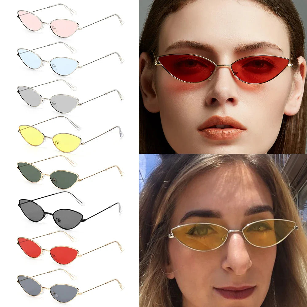 Summer Retro Small Oval Sunglasses Ladies Vintage Shades Cat Eye Sun Glasses Men Women Rectangular Eyeglasses Protection 400UV