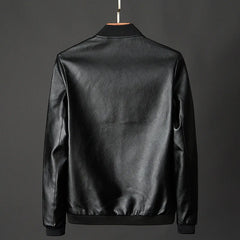 Men Black Biker PU Leather Coat Korean Fashion Men Pu Leather Jacket