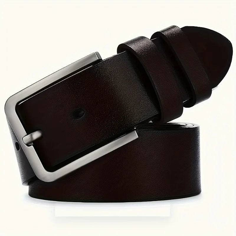 Vintage Square Alloy Buckle Men's Synthetic Leather Belt with Black, Casual & Business Style, Durable Accessory Vintage Belts