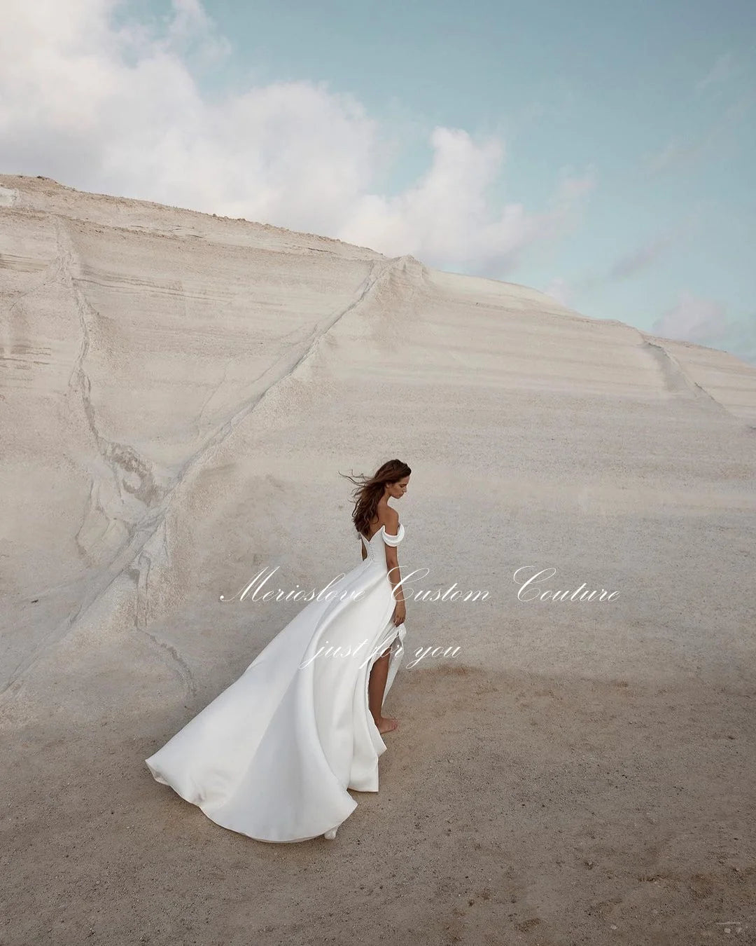 White Bridesmaid Dresses: Wedding Dresses Off the Shoulder Sleeveless Side Split Beach