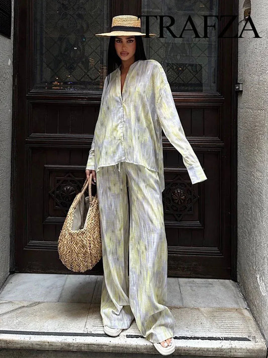 Woman Fashion Vintage Printed Trousers Summer Woman Tie-dye Patchwork Pants