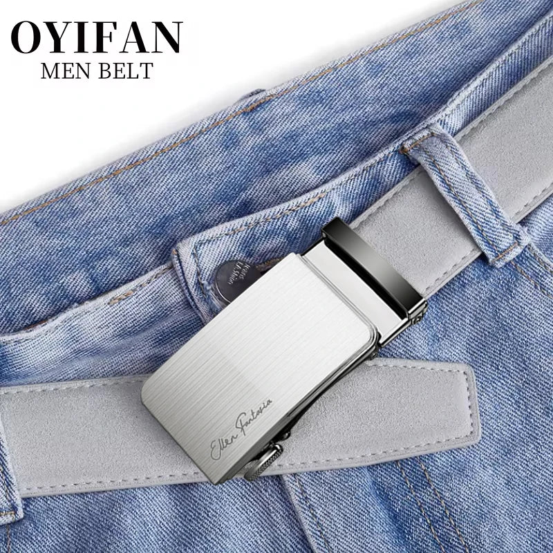 Men Belts Automatic Buckle Belt PU Leather High Quality For Men Leather Strap Casual For Jeans
