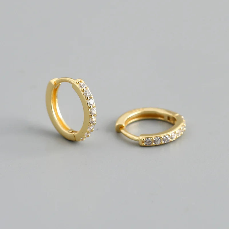 WANTME Real 925 Sterling Silver Gothic Simple White Zircon Hoop Earrings for Women Men Charms Unique Party Couple Jewelry 2021