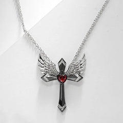 Classic Income Fashion Angel Wings Pendant Necklace Ladies Cross Guardian Jewelry