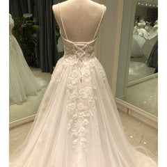 SL-9047 Elegant v neck spaghetti straps bow wedding dress beach 2022 crystal lace flower beads boho bridal wedding gowns
