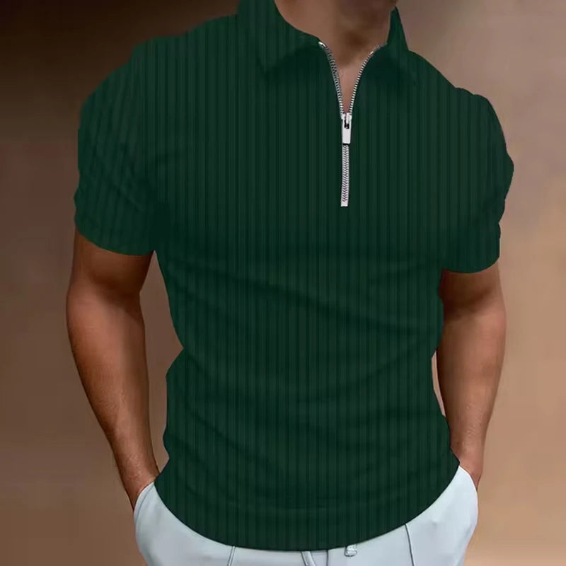 Men's Golf Shirt Quarter Zipper Polo Casual Holiday Lapel Short Sleeve T Shirt Fashion Basic Summer Regular Fit Polo Shirt
