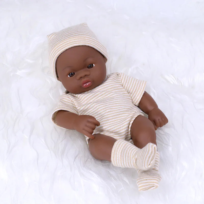 Black Reborn Dolls African Reborn Baby Doll 20cm Dolls Baby Reborn Baby Doll Toys Soft Touch High Quality Doll for Children Toys