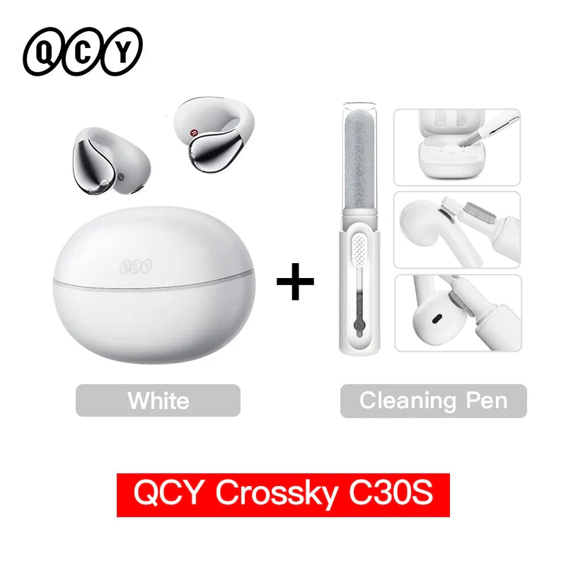 QCY Crossky C30S Open Ear Wireless Earphones Hi-Res with LDAC Ear Clip Earbuds Bluetooth 6.0 Clip On OWS Sports Headphones 40Hrs