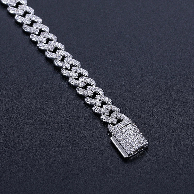 6mm Solid 925 Sterling Silver Miami Cuban Chain Bracelet For Women Men Iced Out Moissanite GRA Certified Hip Hop Jewelry Gifts