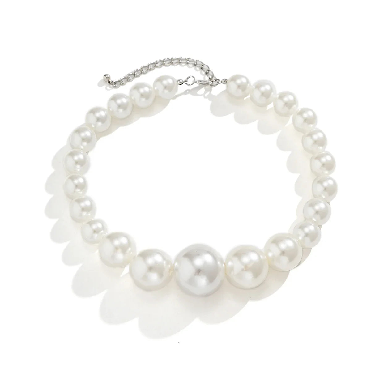 IngeSight.Z New Exaggerated Big Imitation Pearls Choker Necklace Women Personality Elegant White Pearl Beaded Bride Jewelry 2025