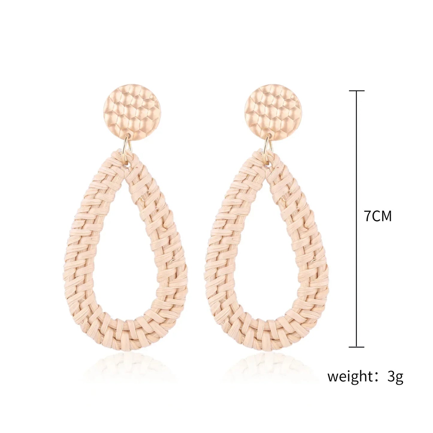 Personality Bamboo Rattan Hand-woven Geometry Drop Dangle Earrings for Women Temperament Summer Beach Stud Jewelry Holiday Gift