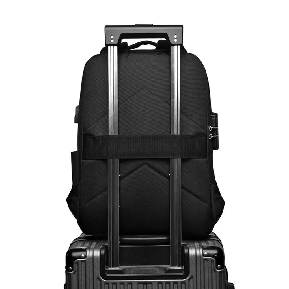 Men Portable Casual Backpack Large Capacity Zipper Daypack Secure Password Lock Waterproof with USB Charging Port Laptop Bag