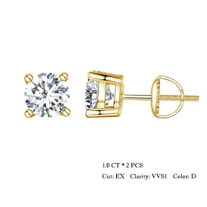 BAMOER 4 Prongs Moissanite Earrings for Women Solid 925 Sterling Silver 2CT VVS1 Lab Diamond Sparkling Classic Wedding Jewelry