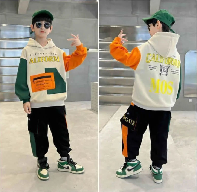 Boys Sweatshirt Sets Autumn New Sport Casual Suits Teen Trends Tops+Pants 2Pcs Spring Kids Tracksuit Outfits Children Clothes