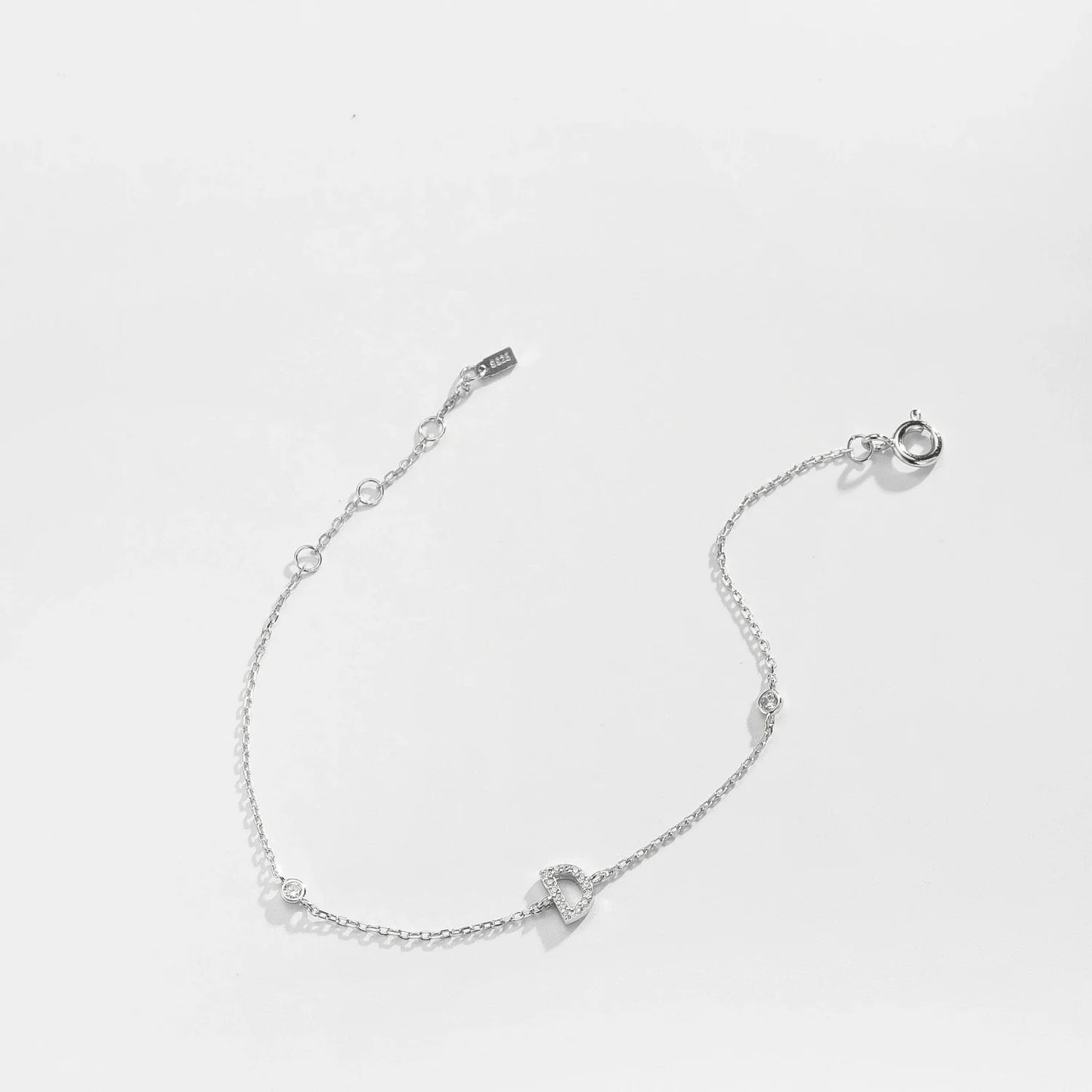 VEWANT 925 Sterling Silver Monogram Letter A - Z Initial Charm Chain Bracelet Luxury Wedding CrystalFine Jewelry