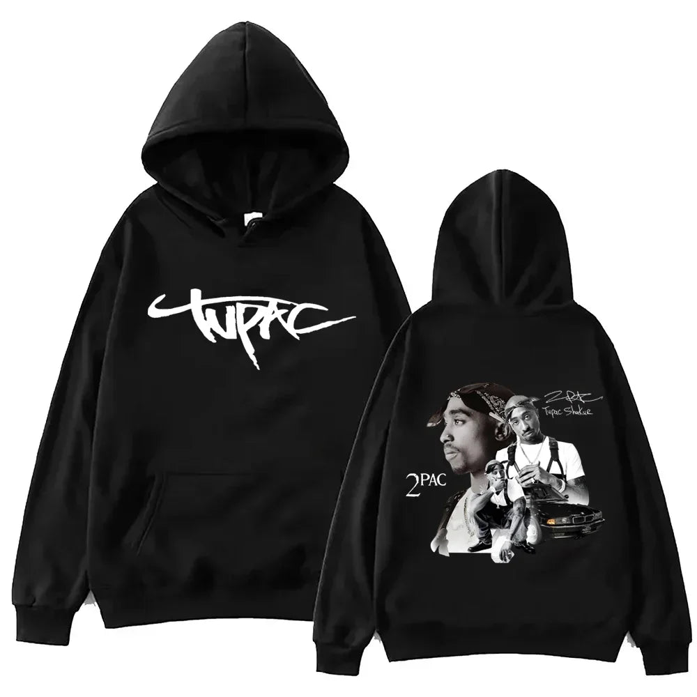 2pac male and female rap stars printed hoodies, hip-hop casual sportswear, Harajuku street hoodies and clothing