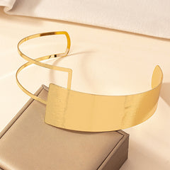 Large Opening Width Torques for Women Simple Gold Color Metal Geometric Choker