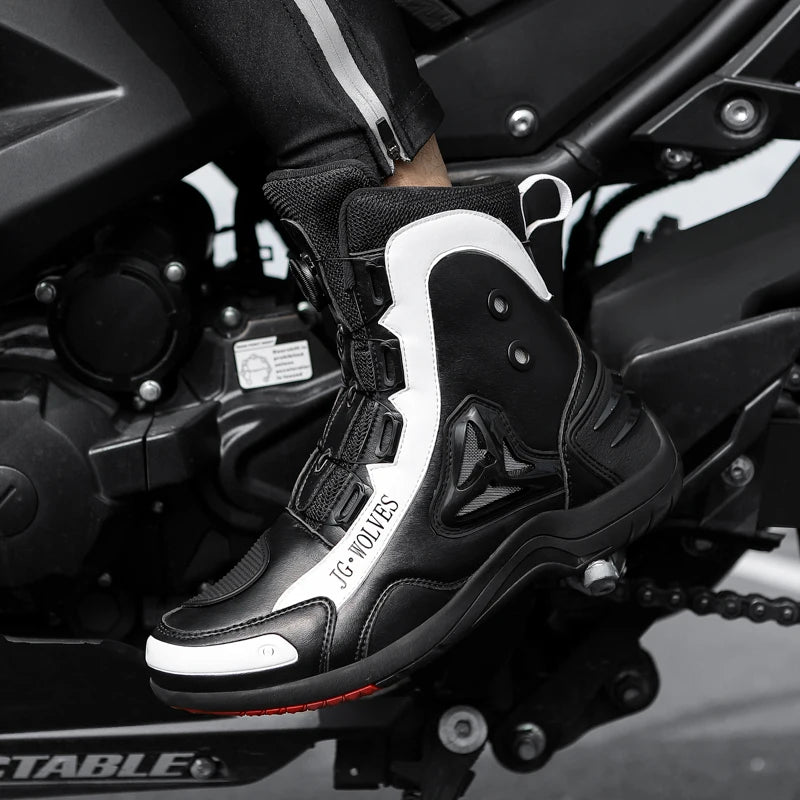 Motorcycle boots four seasons high-top outdoor riding boots fashion protective motorcycle shoes plus size off-road cycling shoes
