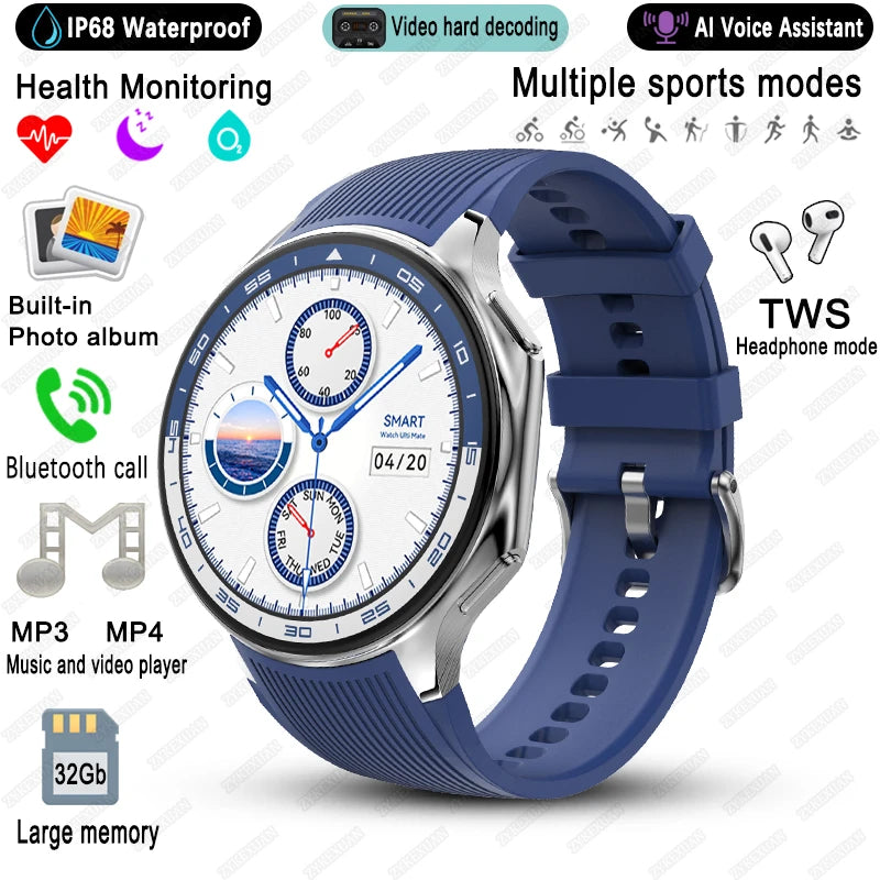 2025 New For OPPO Watch X Smart Watch 4G Memory Music Video HD Bluetooth Call IP68 Waterproof AMOLED Smart Watch TWS Earphones