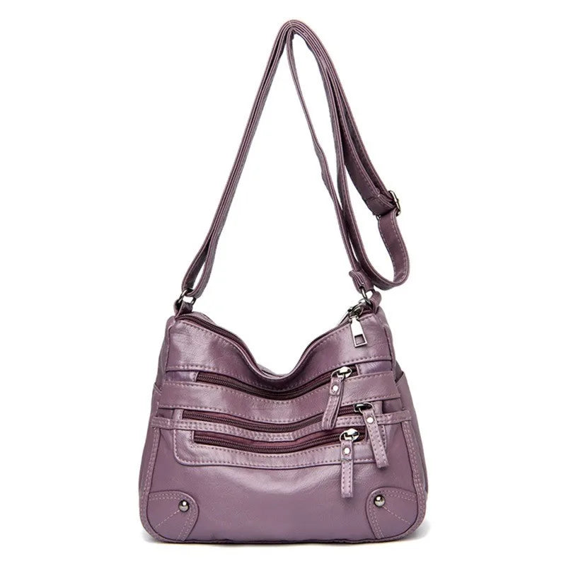 Women's Soft Leather Shoulder Bags Multi-Layer Classic Crossbody Bag