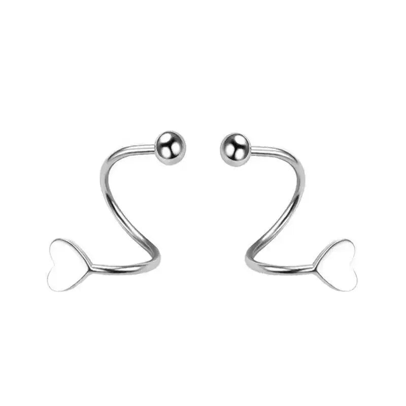 Genuine 925 Sterling Silver Fashion Jewelry New Spiral Heart Star Stud Earrings For Women XY0247