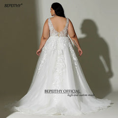 Boho Wedding Dresses For Plus Size Women Bride Sleeveless A Line Ivory