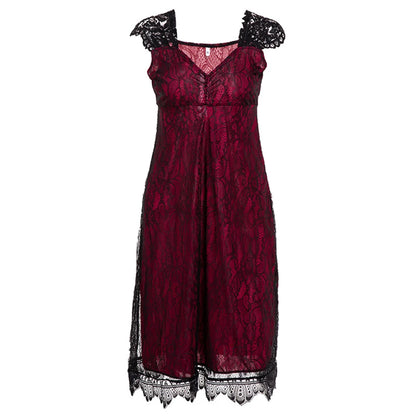 Gothic Style Dresses Summer Women Plus Size Lace V-neck Flying Sleeve Dress Fashion Temperament Party Dress For Women Clothing