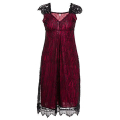 Gothic Style Dresses Summer Women Plus Size Lace V-neck Flying Sleeve Dress Fashion