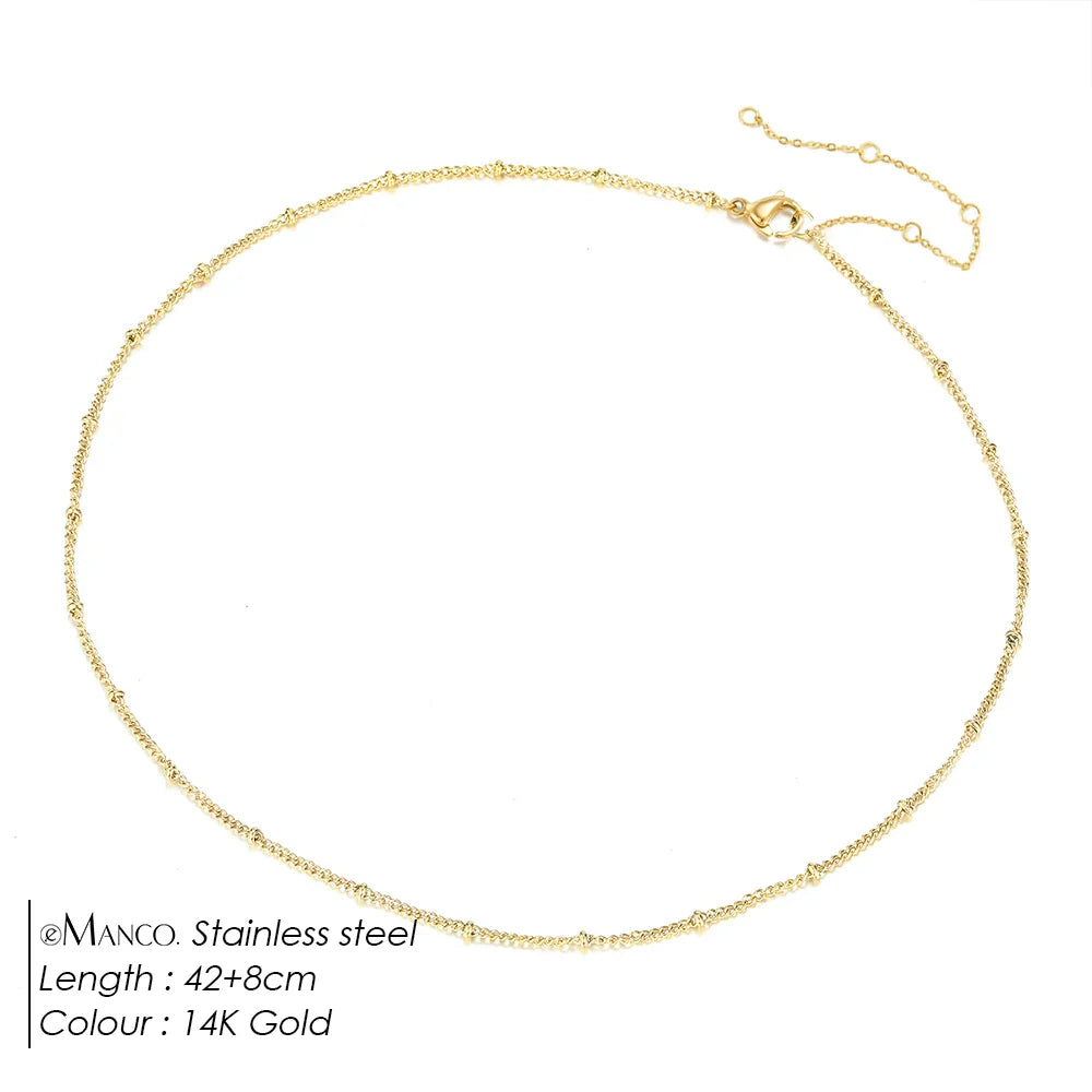 eManco Gold Color Stainless Steel  Chain Choker Necklace Women Chain Necklace Sets for Women gift