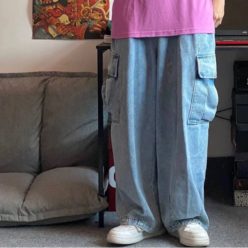 Jeans Trouser Denim Y2k Baggy Pants Black Wide Leg Pants Men's Jeans Oversize Cargo