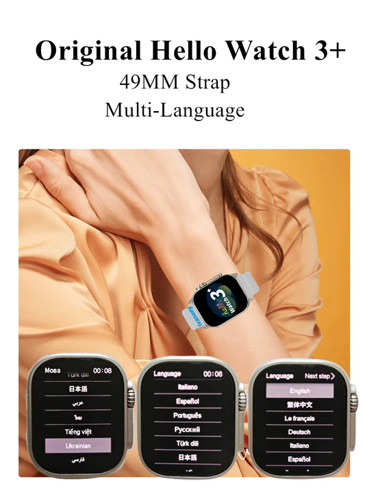 Original Smart Watch Hello 3 Plus Ultra Amoled 49mm 4GB/ROM Whatsapp Reminder Remote Music Voice Assistant Compass Smartwatch