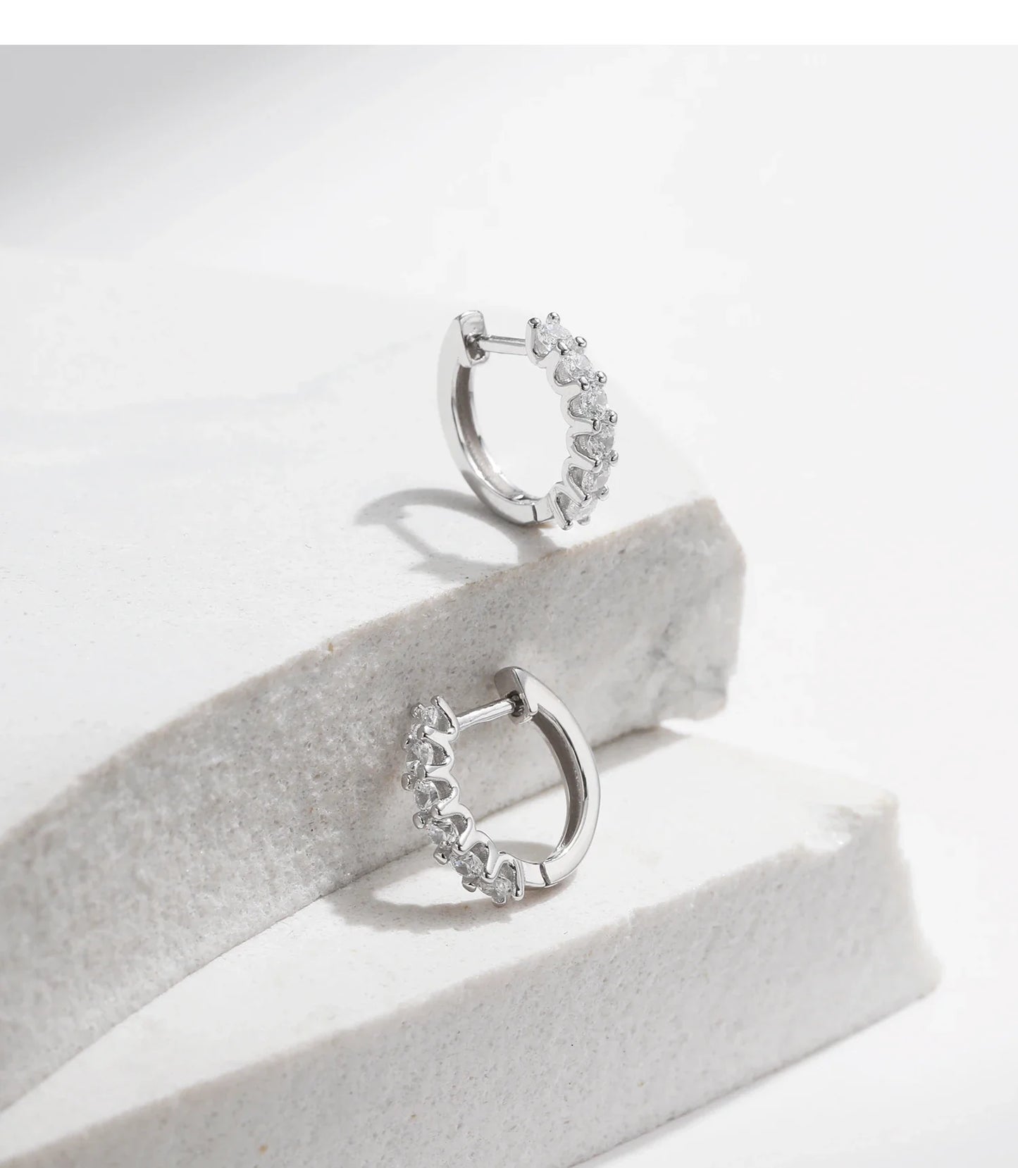 MODIAN D Color Moissanite Small Hoop Earrings 925 Sterling Silver Hollow Sparkling Ear Buckles For Women Wedding Fine Jewelry