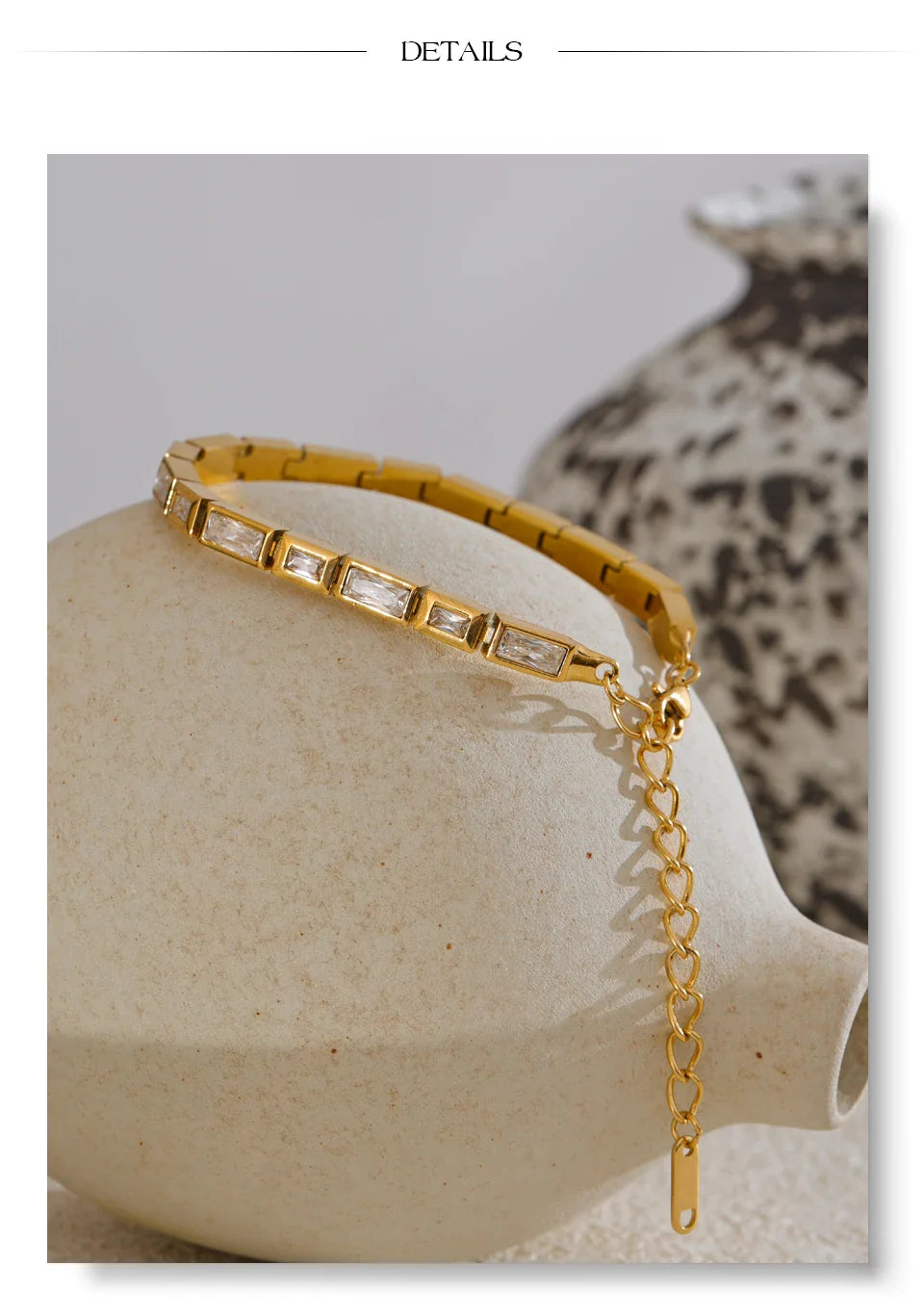 Yhpup Waterproof High Quality Shiny Cubic Zirconia Chain Premium Bracelet Bangle Stainless Steel New Jewelry