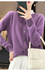 Spring and Autumn  New 100% pure merino cashmere sweater women's O-neck