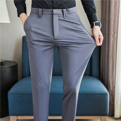 Mens Pants High Elastic Business Casual Suit Pants Men's Fashion Formal Straight Sleeve