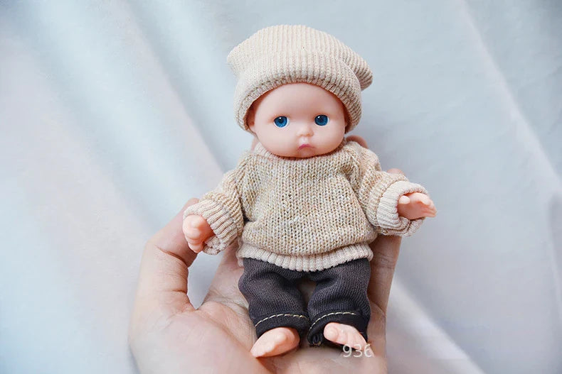 12cm Reborn Dolls Mini Palm Dolls Simulation Baby Dress Up Doll Reborn Doll Girls Boys Boneca Toys for Kids Munecas Reborn 1/12