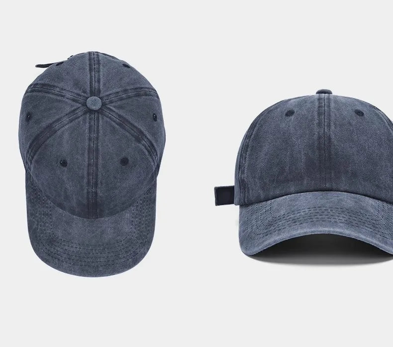 Hat Men's Washed Coated Baseball Cap Color Tile Korean Version Simple Dome Cap Solid Color Sports Sun Hat