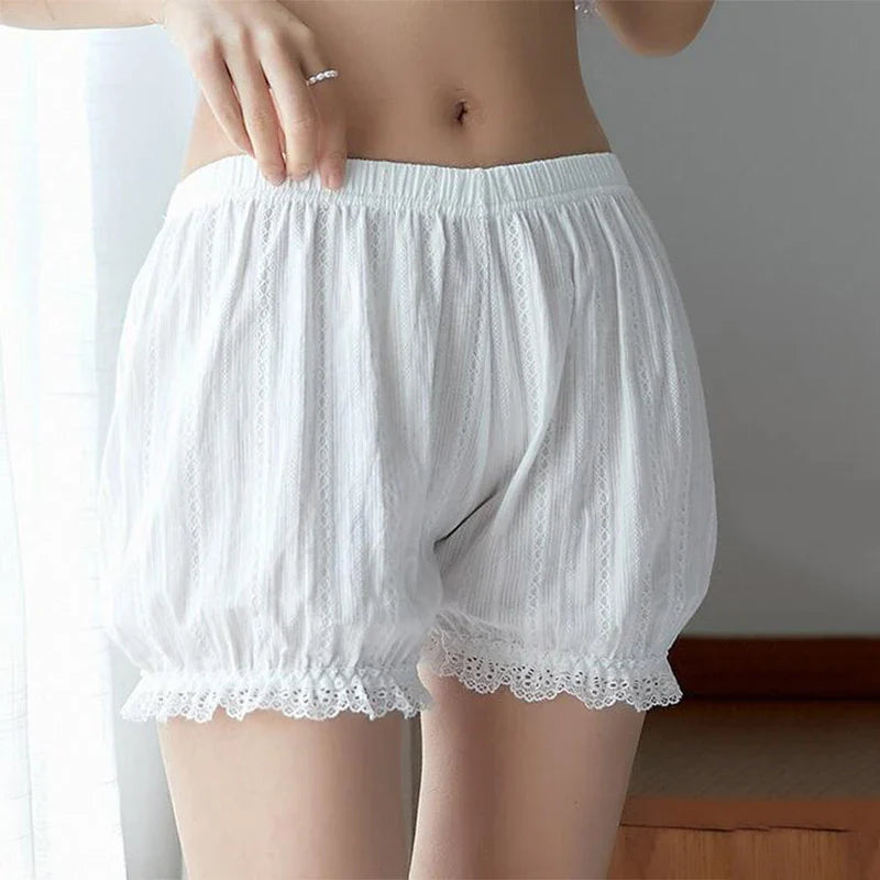 Women Pumpkin Pants Girl Lolita Shorts Safety Pants Pure Cotton Knickers Panties Summer Kawaii White Vintage Victorian Bloomers