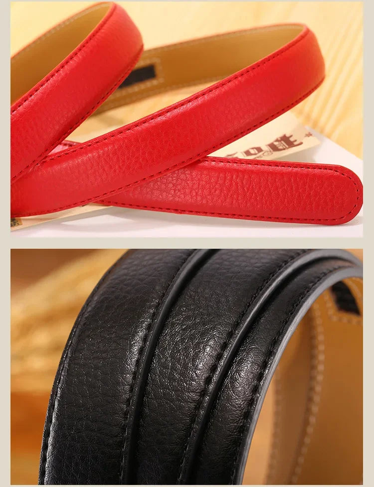 Men Women 2.4 2.8 3.0 3.5 cm Wide Belt No Buckle for Automatic Buckle High Quality PU Leather Belts Body Straps without Buckle
