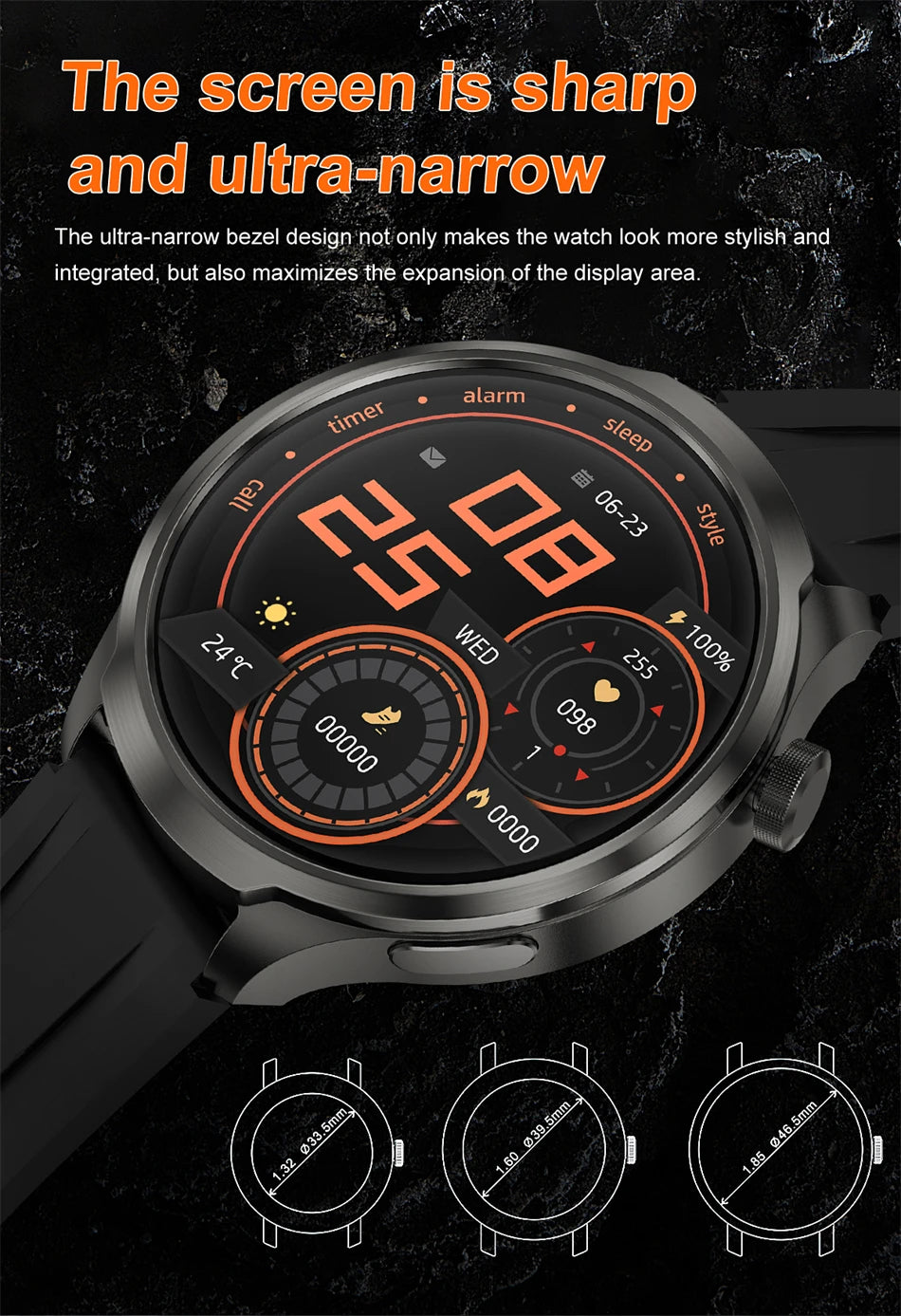 BOXUXING 1.85-inch Smart Watch Men Sport Waterproof Fitness Heart Rate Watches Compass GPS Track NFC Bluetooth Call Smartwatch