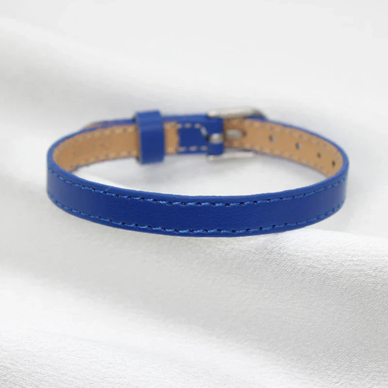 20pcs Real Leather Bracelet Band 8/10mm Width 21cm Length Through Slide Charms Letters Alphabet DIY Jewelry For Women Kids Gift