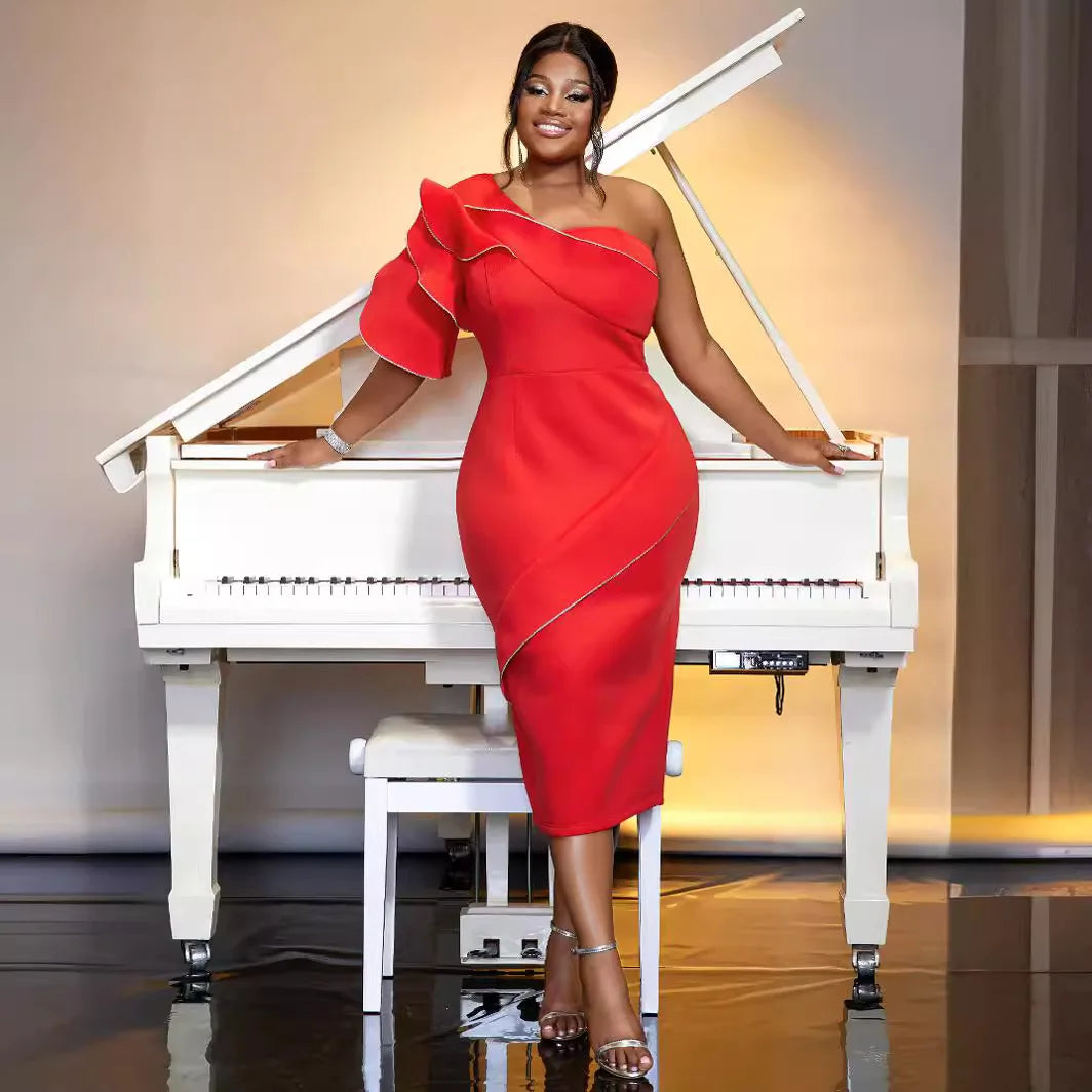 Evening Dresses: Plus Size Womens Dresses Sloping Neckline Elegant Cocktail Party