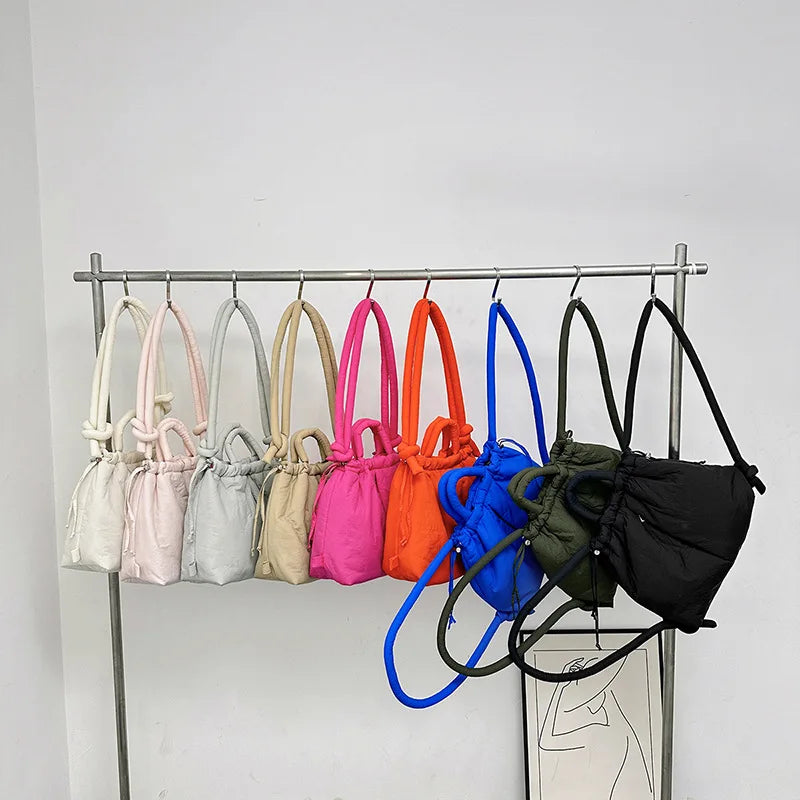 Fashion Casual Large Capacity Puffer Tote Bag Designer Padded Nylon Women Shoulder Bags Handbags Knotted Strap Crossbody Bags