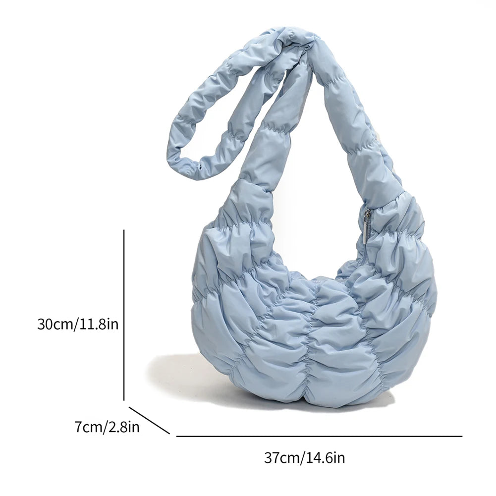 Bag Large Capacity Crescent Bag for Women's Solid Color Puffer Trendy Shoulder Bag